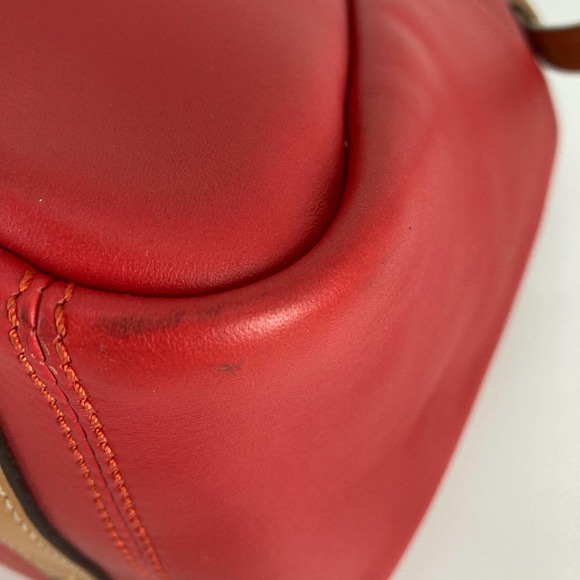 Dooney & Bourke, large, red, brown leather shoulder bag - Picture 11 of 16